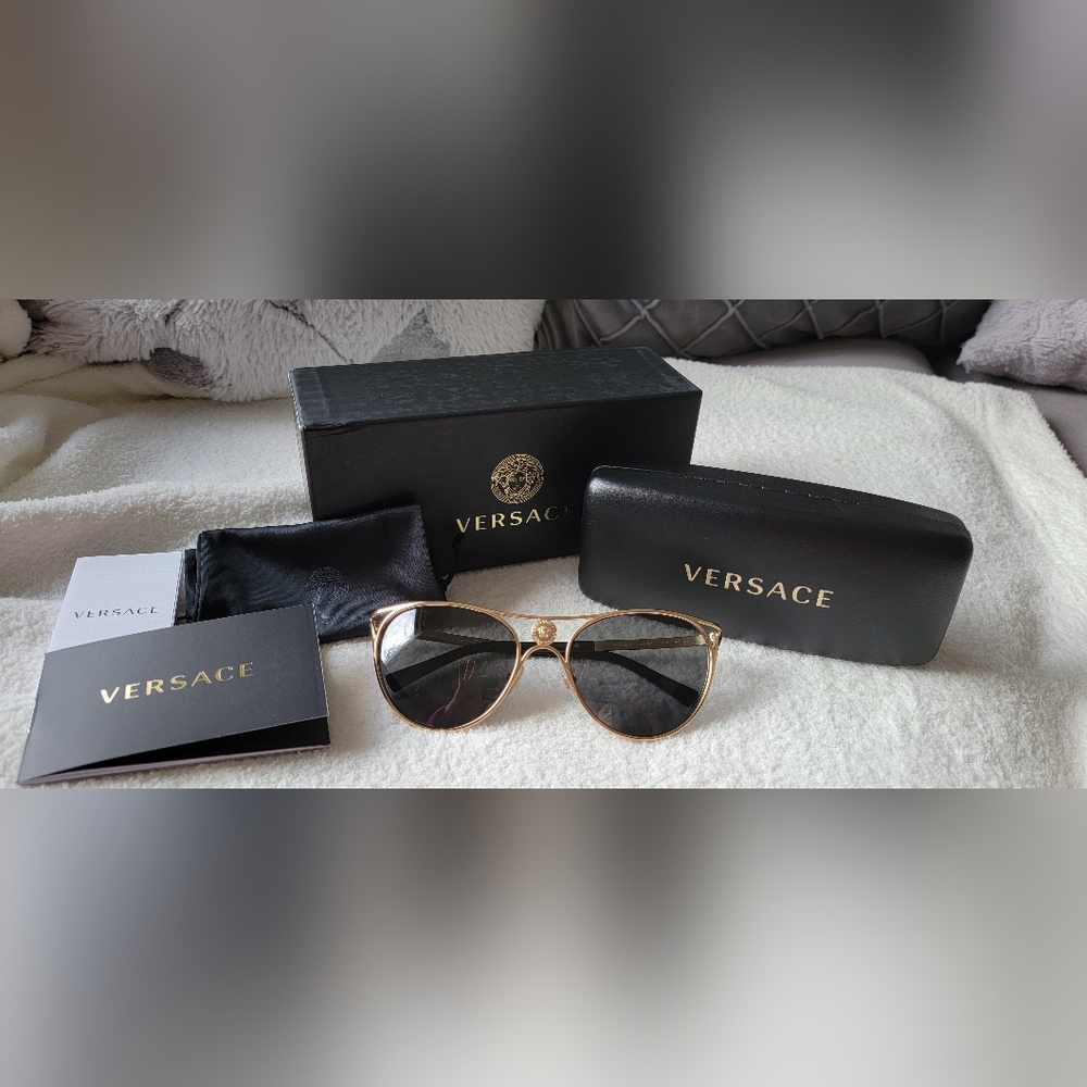 Versace gold and black cat eye sunglasses